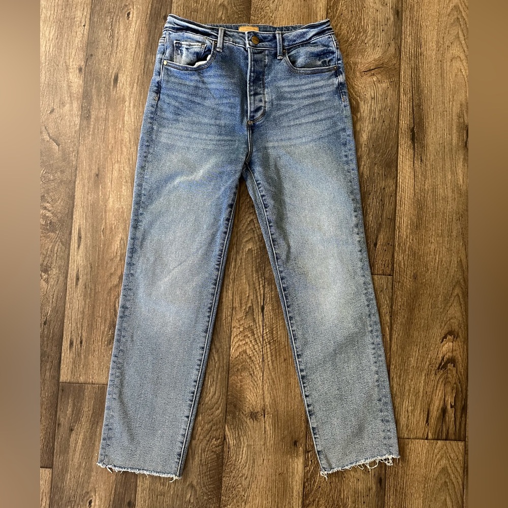 Driftwood Meg Gold Rush Women’s Ankle Jeans Medium Wash Raw Hem Size 26